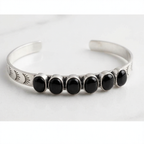 Black Stone Eye-Detail Cuff Bracelet