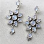 Blue Opal Floral Cluster Drop Earrings