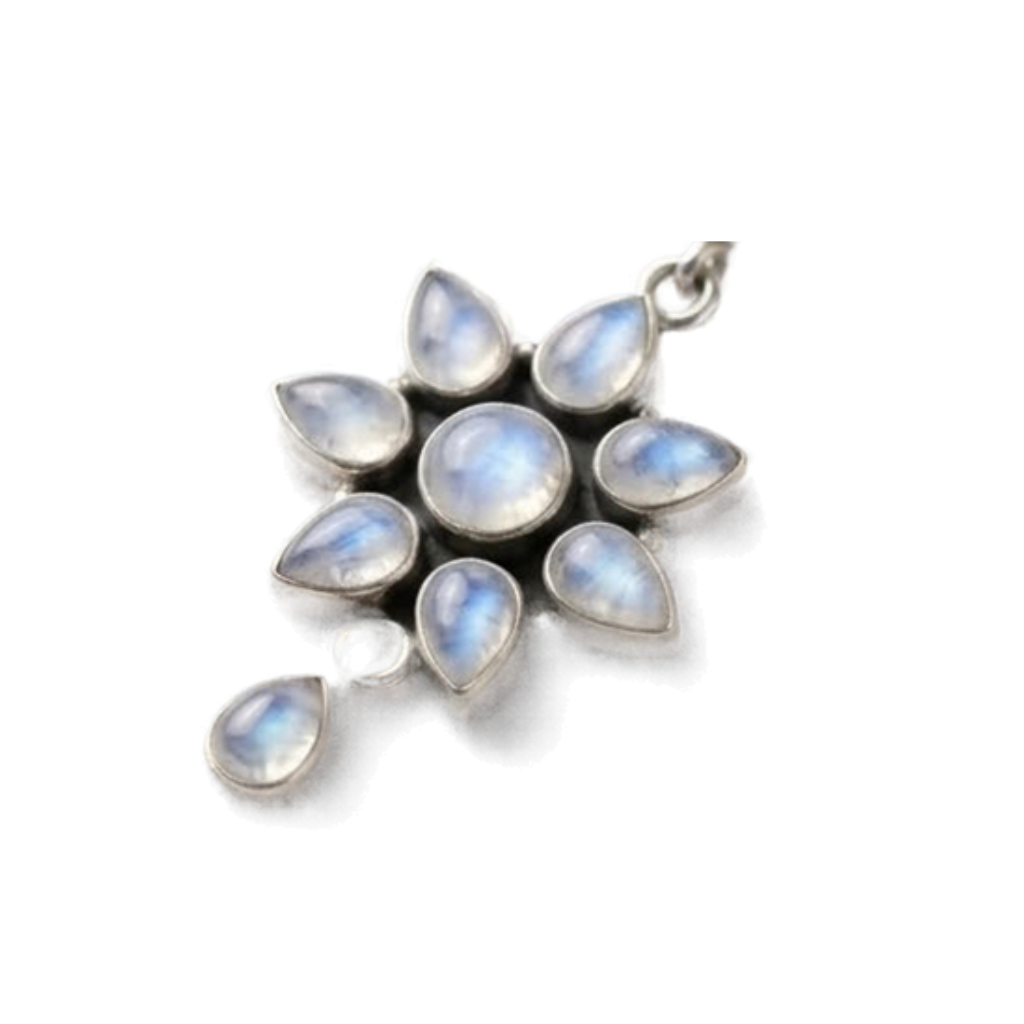 Blue Opal Floral Cluster Drop Earrings