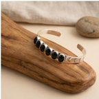 Black Stone Eye-Detail Cuff Bracelet