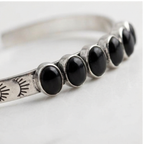 Black Stone Eye-Detail Cuff Bracelet