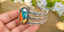 Turquoise & Orange Stone Cuff Bracelet