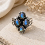 Moonstone Floral Cluster Ring